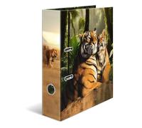 Herma Folder A4 Tiger, 7 cm Wide, Children's Ring Binder with Animal Motif, Colourful Lever Arch Folder with Inner Print for Boys and Girls