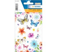 HERMA Glitter Sticker Permanent Flowers + Butterflies