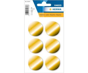 HERMA Gold Dot Stickers, 18 Labels, Ø 32 mm, Round, Blank, Matte, Permanent, Gold, Identification Labels