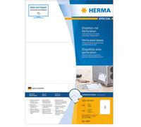 HERMA Self Adhesive Perforated Labels, 3 Labels per A4 Sheet, 100 Sheets, 210 x 99 mm, 300 Labels, Blank Labels Stickers, Sticky Labels with Micro Perforation for Laser & Inkjet Printer, White