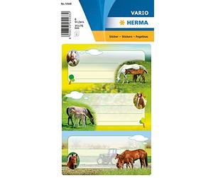 HERMA Horse Farm Book Labels, Self-Adhesive, 6 Labels per Pack, Multicolored, 76 x 35 mm