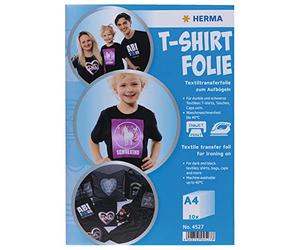 HERMA Inkjet Iron On T Shirt Transfer Paper for Black and Dark Fabrics, 10 Sheets A4, Print Your Own DIY Shirts for Christmas, Anniversary & Birthday, Printable Transfer Paper for Inkjet Printer
