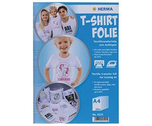 HERMA Inkjet Iron On T Shirt Transfer Paper for White and Light Fabrics, 20 Sheets A4, Print Your Own DIY Shirts for Christmas, Anniversary & Birthday, Printable Transfer Paper for Inkjet Printer