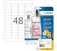 HERMA Self Adhesive Clear Film Labels, 48 Labels per A4 Sheet, 25 Sheets, 45.7 x 21.2 mm, 1200 Labels, Blank Weatherproof Labels Stickers, Sticky Labels for Laser & Inkjet Printer, Transparent