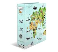 HERMA Lever Arch File Kindergarten Animals with World Map Motif, A4, 70 mm Spine, with Inner Print, Pack of 10