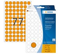 HERMA Dot Stickers Luminous Orange, 1848 Labels, Ø 13 mm, 77 Labels per Sheet, Self Adhesive Round Colour Labels Stickers, Blank Marking Dots, Sticky Circle Stickers for Color Coding Calendar