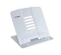 HERMA Metal Book Stand (19.8 x 22.2 x 3.3 cm Folded) Adjustable Anti-Slip Cookbook Holder for Kitchen, School and Office, Reading Rest for Kids, White