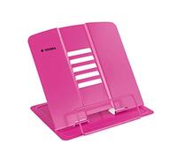 HERMA Metal Book Stand (19.8 x 22.2 x 3.3 cm Folded) Adjustable Anti-Slip Cookbook Holder for Kitchen, School and Office, Reading Rest for Kids, Pink