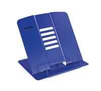 HERMA Metal Book Stand (19.8 x 22.2 x 3.3 cm Folded) Adjustable Anti-Slip Cookbook Holder for Kitchen, School and Office, Reading Rest for Kids, Blue