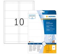 HERMA Name Badge Insert Refills, 10 Pieces Labels per A4 Sheet, 25 Sheets, 90 x 54 mm, 250 Pieces, Blank Inserts for Name Badges, Printable Card Inserts for Laser & Inkjet Printer, White