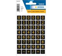 Herma Number Sticker 0-9, foil Embossed, Gold on Black