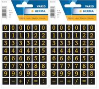 Herma Number Sticker 0-9, foil Embossed, Gold on Black (Pack of 2)