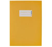 HERMA Paper Exercise Book Cover A5, with Inscription Field, Made of 100% Recycled Paper, Slip on Cover Jackets for School, Yellow