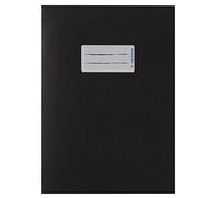 HERMA Paper Exercise Book Cover A5, with inscription field, made of 100% recycled paper, slip on cover jackets for school, black