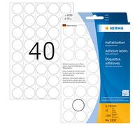 Herma - Permanentklebeetiketten - weiß - 19 mm rund 1280 Etikett(en) (32 Bogen x 40)