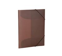 HERMA Portfolio Folders A4 Brown Translucent Set of 3 Plastic Corner Folder with Elastic Band and Inner Flaps for Children, Boys and Girls