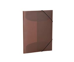 HERMA Portfolio Folders A4 Brown Translucent Set of 3 Plastic Corner Folder with Elastic Band and Inner Flaps for Children, Boys and Girls