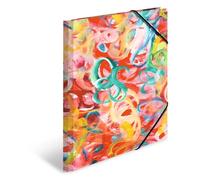 HERMA Portfolio Folders A4 Painting Set, 3 Pieces, Children's Cardboard Corner Folder with Art Motif, Elastic Band, Inner Flaps and Inner Print for Boys and Girls