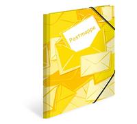 HERMA Postfolders A4 Yellow Set, 3 Pieces, Children's juris folders Made of Cardboard, Collection folders with Motif, Elastic Band, Inner Flaps and Inner Print for Boys and Girls