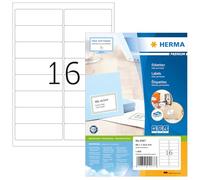 HERMA Self Adhesive Address Labels, 16 Labels per A4 Sheet, 100 Sheets, 99.1 x 33.8 mm, 1600 Labels, Blank Mailing Labels Stickers, Sticky Labels for Laser & Inkjet Printer, White