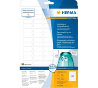 HERMA Self Adhesive Price Labels, 80 Labels per A4 Sheet, 25 Sheets, 35.6 x 16.9 mm, 2000 Labels, Blank Removable Pricing Labels Stickers, Sticky Labels for Laser & Inkjet Printer, White