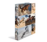 HERMA Ring Binder Animals with Horses Motif, A4, 35 mm Spine, Slim 2-Ring Binder Made of Cardboard