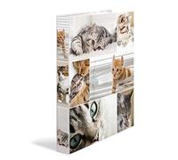 Herma Ring Binders A4 Cat Set of 3 Narrow 2 Rings 35 mm Wide Children's Ring Binder with Animal Motif Colourful Binder with Internal Print for Boys and Girls