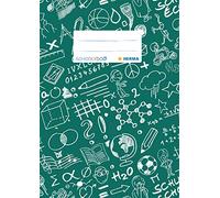 HERMA SCHOOLYDOO 19417 A5 Notebook Covers with Write Label, Durable and Washable Polypropylene Film, Pack of 10, Green