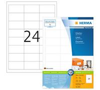 HERMA Self Adhesive Address Labels, 24 Labels per A4 Sheet, 1600 Sheets, 64.6 x 33.8 mm, 38400 Labels, Blank Mailing Labels Stickers, Sticky Labels for Laser & Inkjet Printer, White
