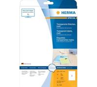 HERMA Self Adhesive Clear Film Labels, 1 Label per A4 Sheet, 320 Sheets, 210 x 297 mm, 320 Labels, Blank Weatherproof Labels Stickers, Sticky Labels for Laser & Inkjet Printer, Transparent