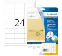 HERMA Self Adhesive Clear Film Labels, 24 Labels per A4 Sheet, 25 Sheets, 66 x 33.8 mm, 600 Labels, Blank Weatherproof Labels Stickers, Sticky Labels for Laser & Inkjet Printer, Transparent