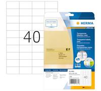 HERMA Self Adhesive Clear Film Labels, 40 Labels per A4 Sheet, 800 Sheets, 52.5 x 29.7 mm, 32000 Labels, Blank Weatherproof Labels Stickers, Sticky Labels for Laser & Inkjet Printer, Transparent