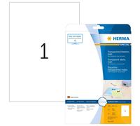 HERMA Self Adhesive Clear Heavy Duty Weatherproof Labels, 1 Label Per A4 Sheet,