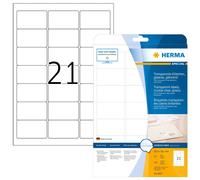 HERMA Self Adhesive Clear Heavy Duty Weatherproof Labels, 21 Labels Per A4 Sheet