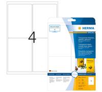 HERMA Self Adhesive Clear Heavy Duty Weatherproof Labels, 4 Labels Per A4 Sheet,