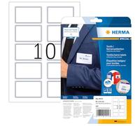 HERMA Self Adhesive Clothing Labels, 10 Labels per A4 Sheet, 640 Sheets, 80 x 50 mm, 6400 Labels, Blank Removable Name Labels Stickers, Sticky Textile Labels for Laser & Inkjet Printer, White