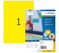 HERMA Self Adhesive Coloured Labels, 1 Label per A4 Sheet, 100 Sheets, 210 x 297 mm, 100 Labels, Blank Colour Labels Stickers, Sticky Labels for Laser & Inkjet Printer, Yellow