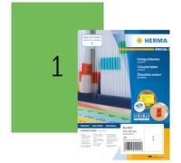 HERMA Self Adhesive Coloured Labels, 1 Label per A4 Sheet, 1400 Sheets, 210 x 297 mm, 1400 Labels, Blank Colour Labels Stickers, Sticky Labels for Laser & Inkjet Printer, Green
