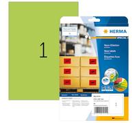 HERMA Self Adhesive Coloured Labels, 1 Label per A4 Sheet, 640 Sheets, 210 x 297 mm, 640 Labels, Blank Colour Labels Stickers, Sticky Labels for Laser & Inkjet Printer, Neon Green