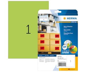 HERMA Self Adhesive Coloured Labels, 1 Label per A4 Sheet, 640 Sheets, 210 x 297 mm, 640 Labels, Blank Colour Labels Stickers, Sticky Labels for Laser & Inkjet Printer, Neon Green