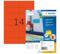 HERMA Self Adhesive Coloured Labels, 14 Labels per A4 Sheet, 1400 Sheets, 105 x 42.3 mm, 19600 Labels, Blank Colour Labels Stickers, Sticky Labels for Laser & Inkjet Printer, Red