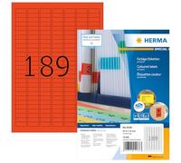 HERMA Self Adhesive Coloured Labels, 189 Labels per A4 Sheet, 1400 Sheets, 25.4 x 10 mm, 264600 Labels, Blank Colour Labels Stickers, Sticky Labels for Laser & Inkjet Printer, Red