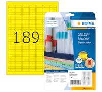 HERMA Self Adhesive Coloured Labels, 189 Labels per A4 Sheet, 640 Sheets, 25.4 x 10 mm, 120960 Labels, Blank Removable Colour Labels Stickers, Sticky Labels for Laser & Inkjet Printer, Yellow