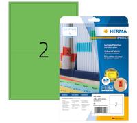 HERMA Self Adhesive Coloured Labels, 2 Labels per A4 Sheet, 640 Sheets, 199.6 x 143.5 mm, 1280 Labels, Blank Removable Colour Labels Stickers, Sticky Labels for Laser & Inkjet Printer, Green