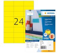 HERMA Self Adhesive Coloured Labels, 24 Labels per A4 Sheet, 100 Sheets, 70 x 37 mm, 2400 Labels, Blank Colour Labels Stickers, Sticky Labels for Laser & Inkjet Printer, Yellow