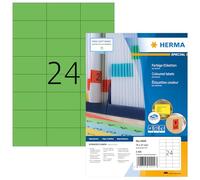 HERMA Self Adhesive Coloured Labels, 24 Labels per A4 Sheet, 100 Sheets, 70 x 37 mm, 2400 Labels, Blank Colour Labels Stickers, Sticky Labels for Laser & Inkjet Printer, Green
