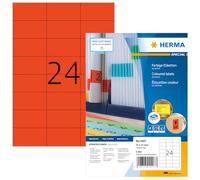 HERMA Self Adhesive Coloured Labels, 24 Labels per A4 Sheet, 1400 Sheets, 70 x 37 mm, 33600 Labels, Blank Colour Labels Stickers, Sticky Labels for Laser & Inkjet Printer, Red