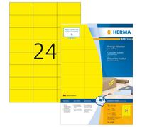 HERMA Self Adhesive Coloured Labels, 24 Labels Per A4 Sheet, 2400 Labels For Pri