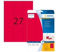HERMA Self Adhesive Coloured Labels, 27 Labels Per A4 Sheet, 540 Labels For Prin