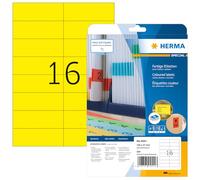 HERMA Self Adhesive Coloured Labels, 320 Labels - 16 per A4 Sheet, 20 Sheets, 105 x 37 mm, Yellow Removable Stickers for Laser & Inkjet Printers